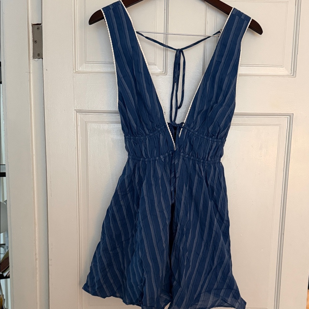 Blue Striped Mini Dress